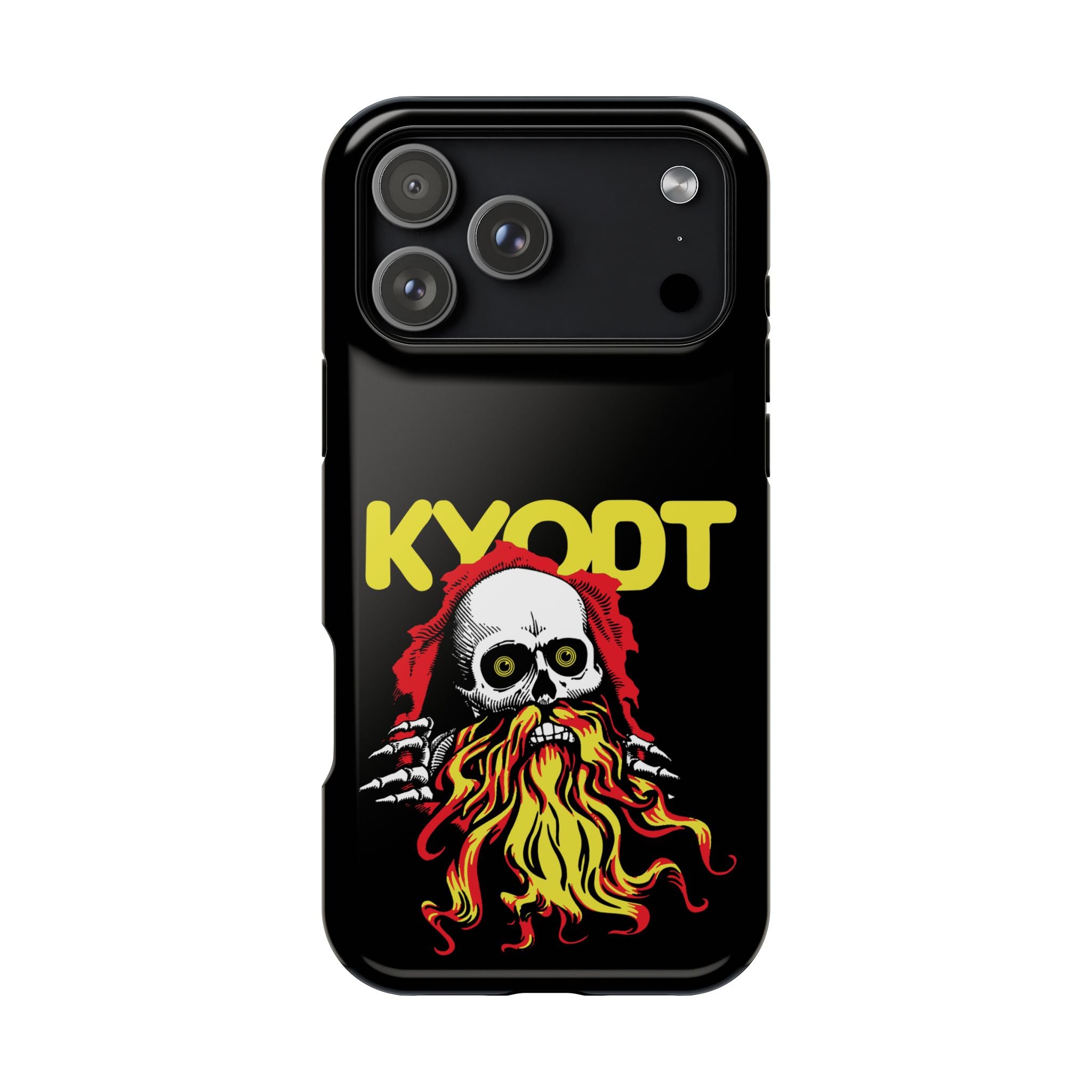 Impact-Resistant Phone Case — 'KYØDT' Flaming Skull Graphic