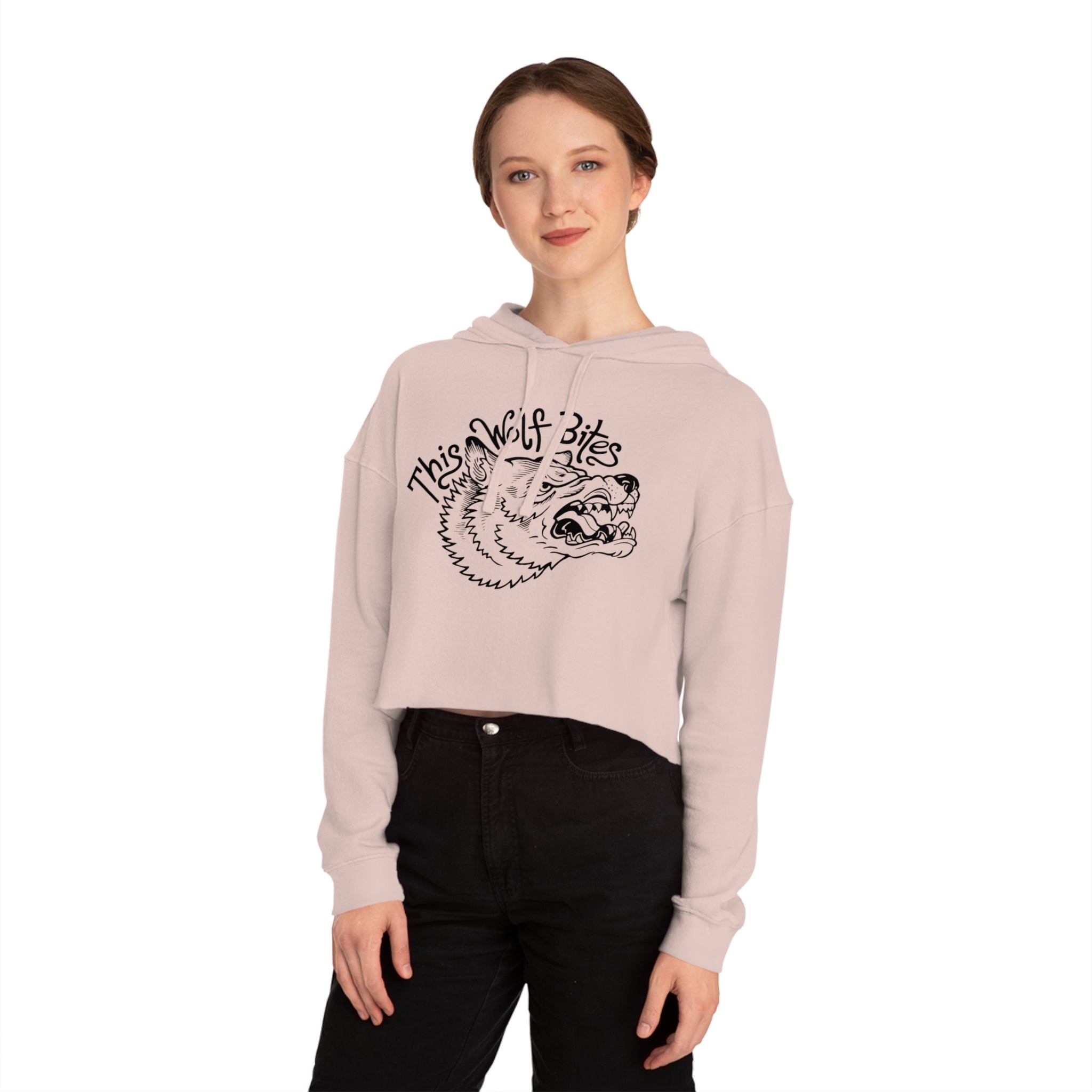 THIS WOLF BITES WOMENS CROPPED HOODIE