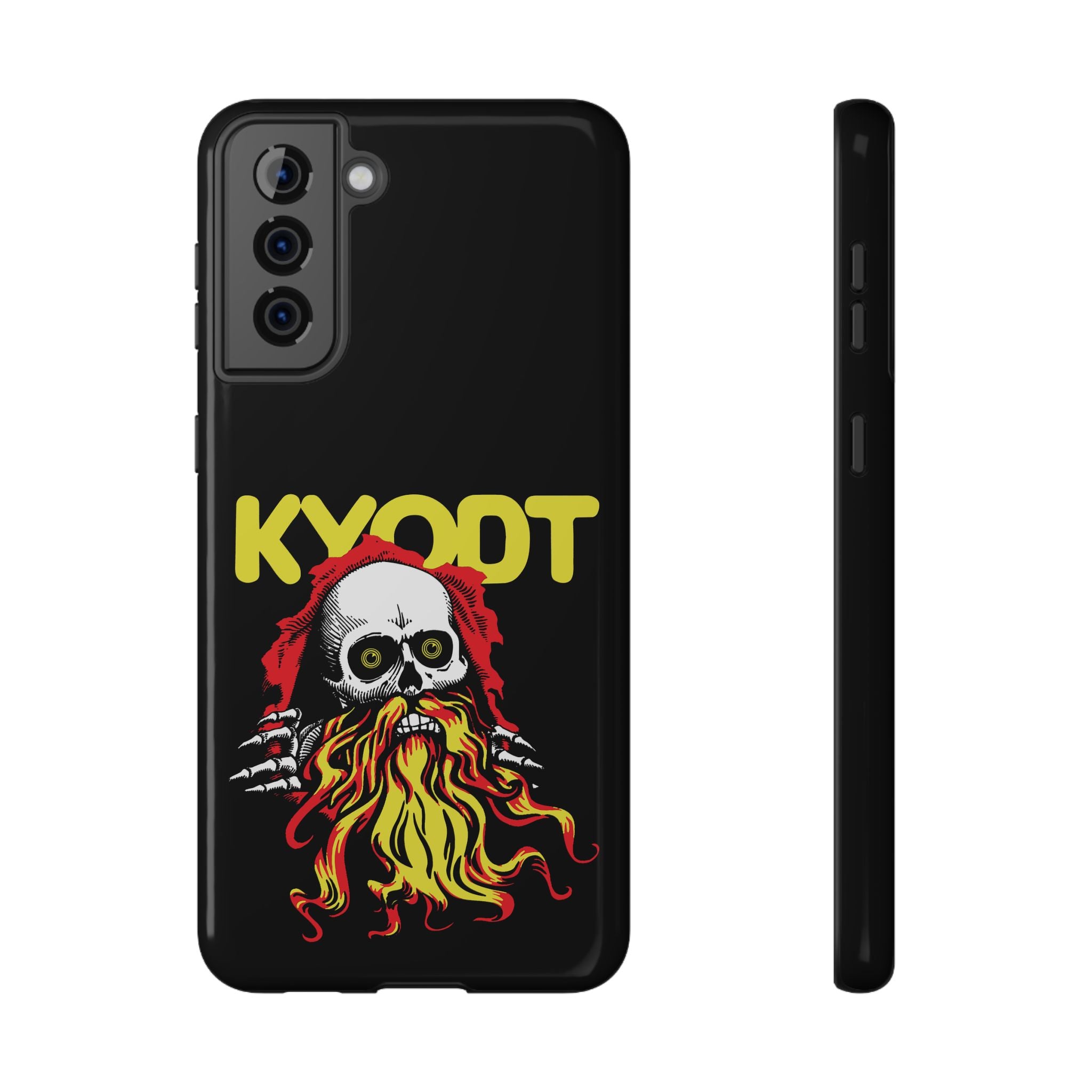 Impact-Resistant Phone Case — 'KYØDT' Flaming Skull Graphic