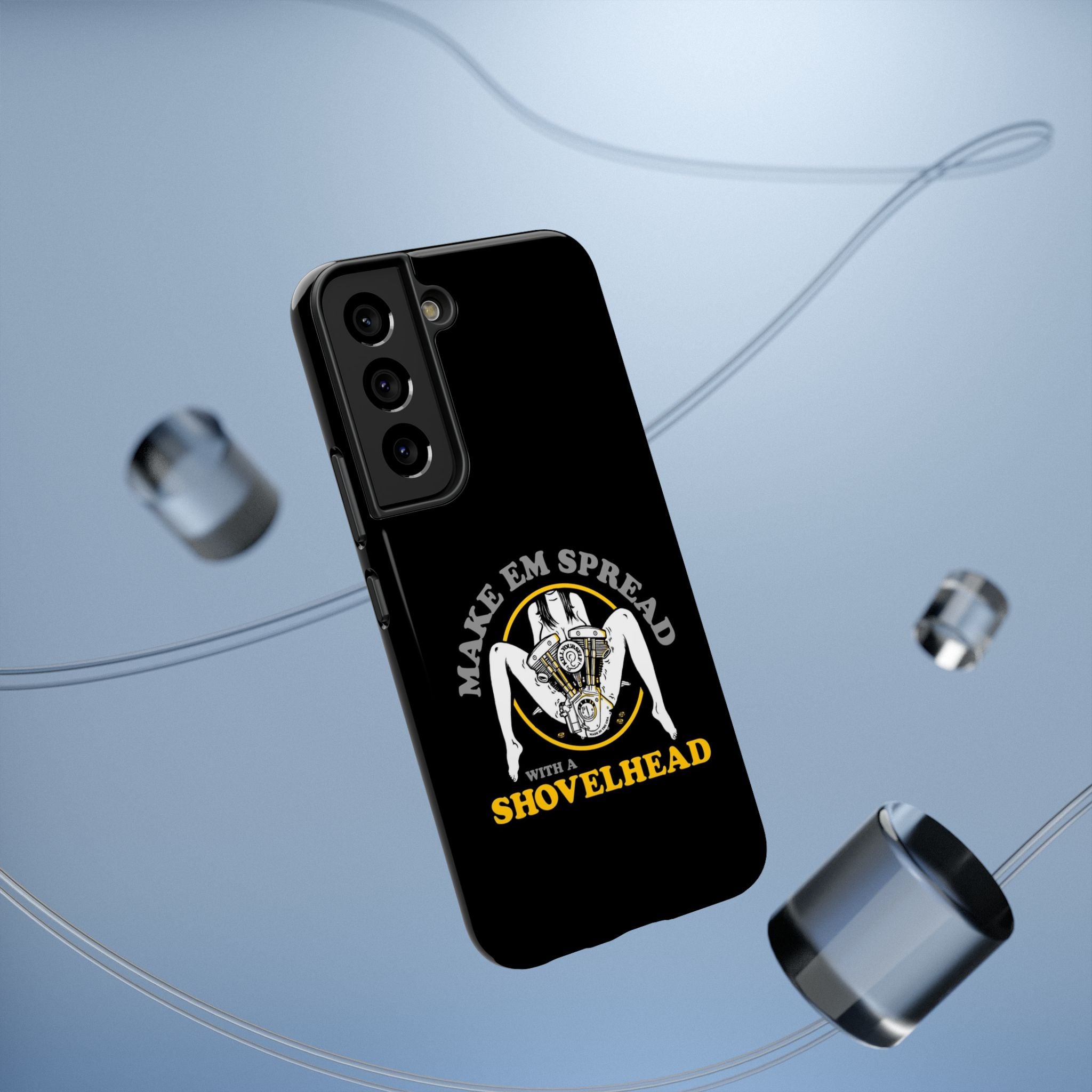 "Make 'Em Spread with a Shovelhead" phone case