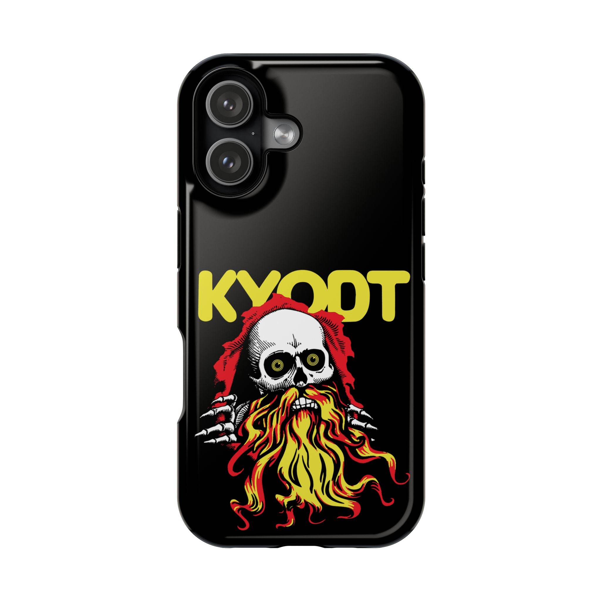 Impact-Resistant Phone Case — 'KYØDT' Flaming Skull Graphic