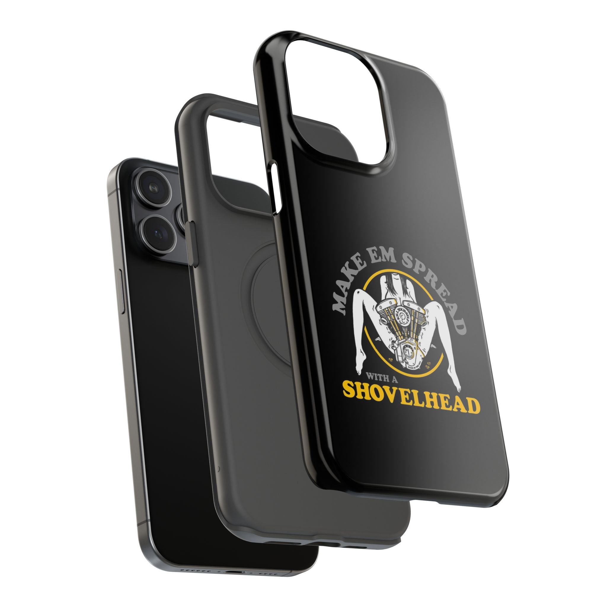 "Make 'Em Spread with a Shovelhead" phone case