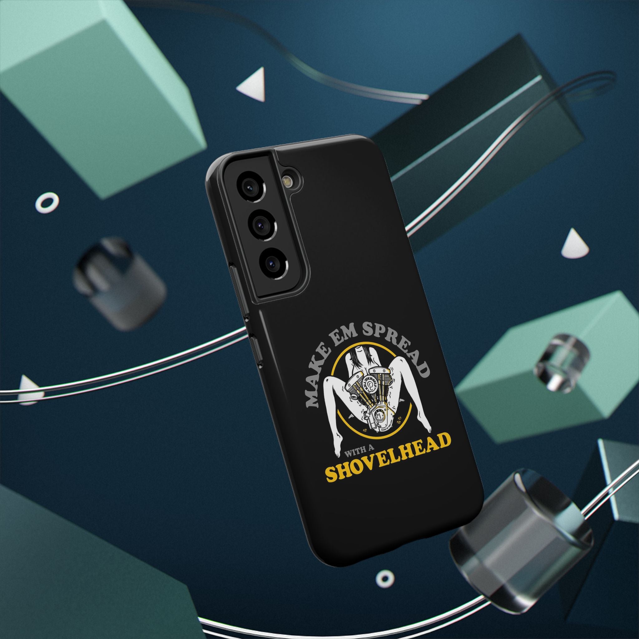 "Make 'Em Spread with a Shovelhead" phone case