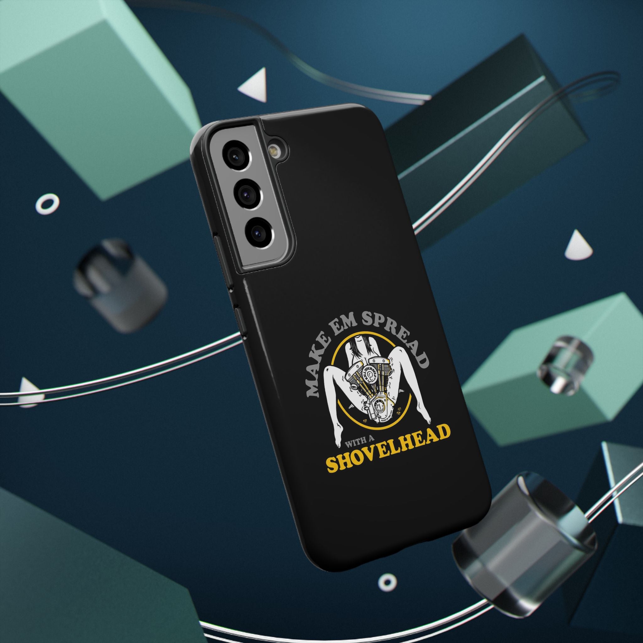 "Make 'Em Spread with a Shovelhead" phone case