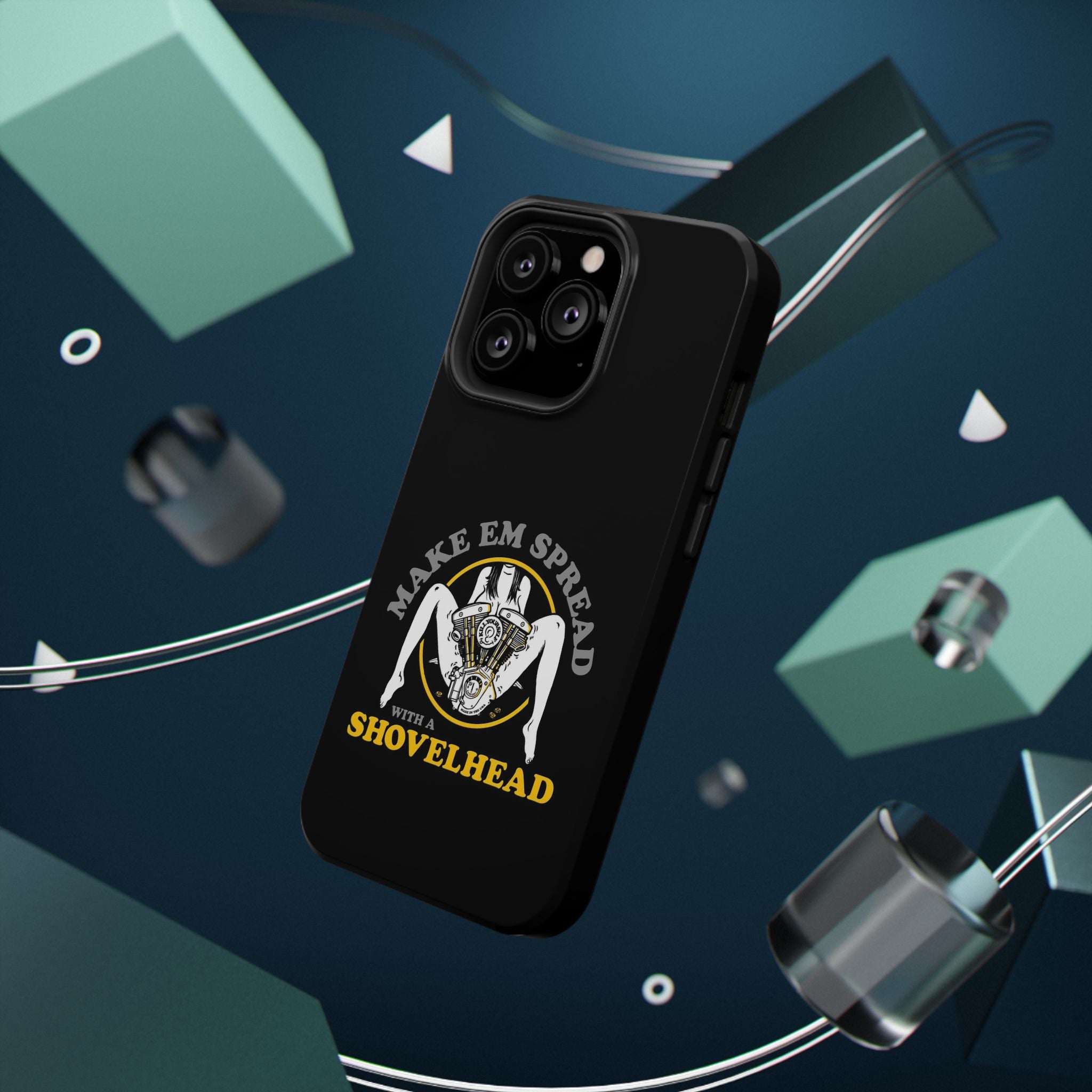 "Make 'Em Spread with a Shovelhead" phone case