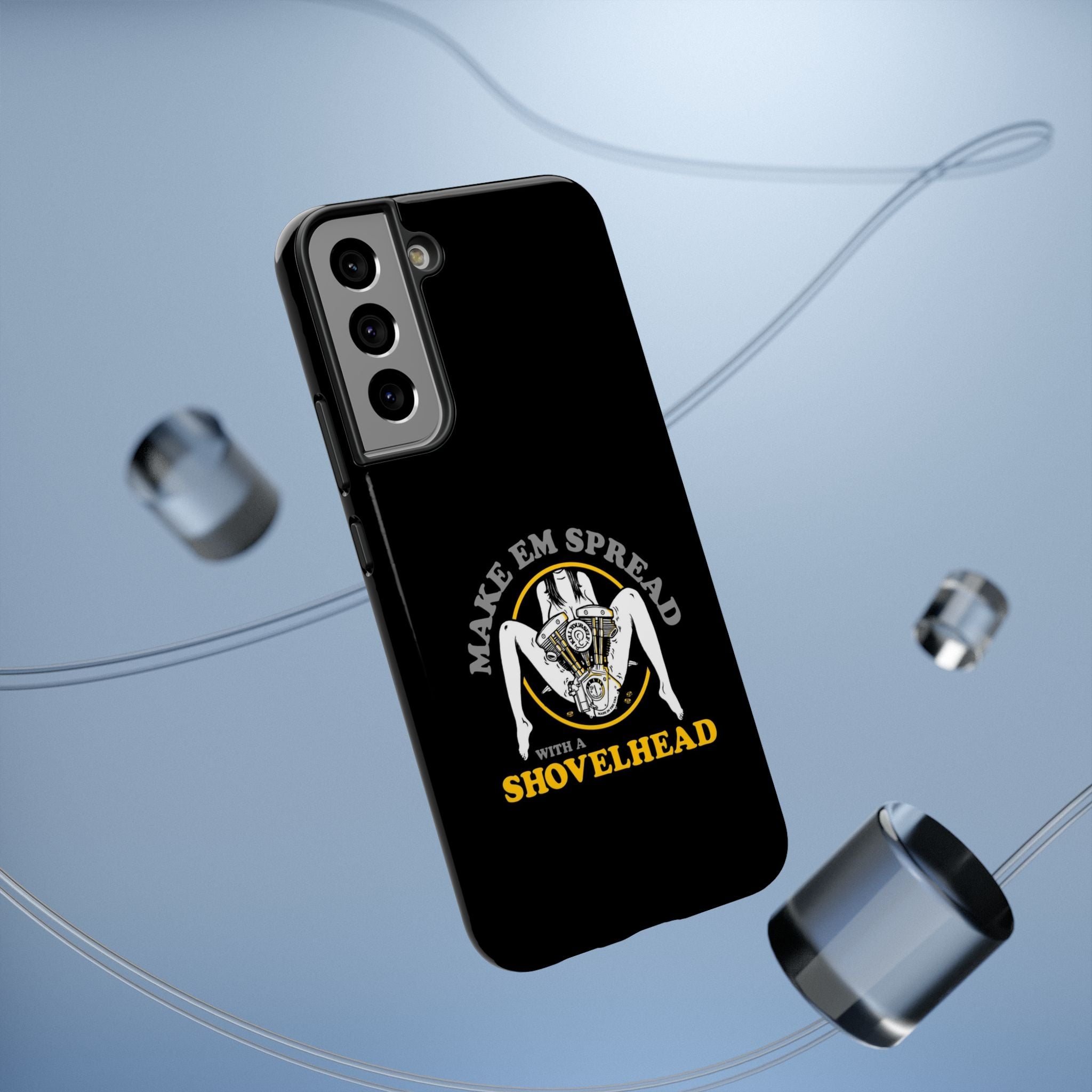 "Make 'Em Spread with a Shovelhead" phone case