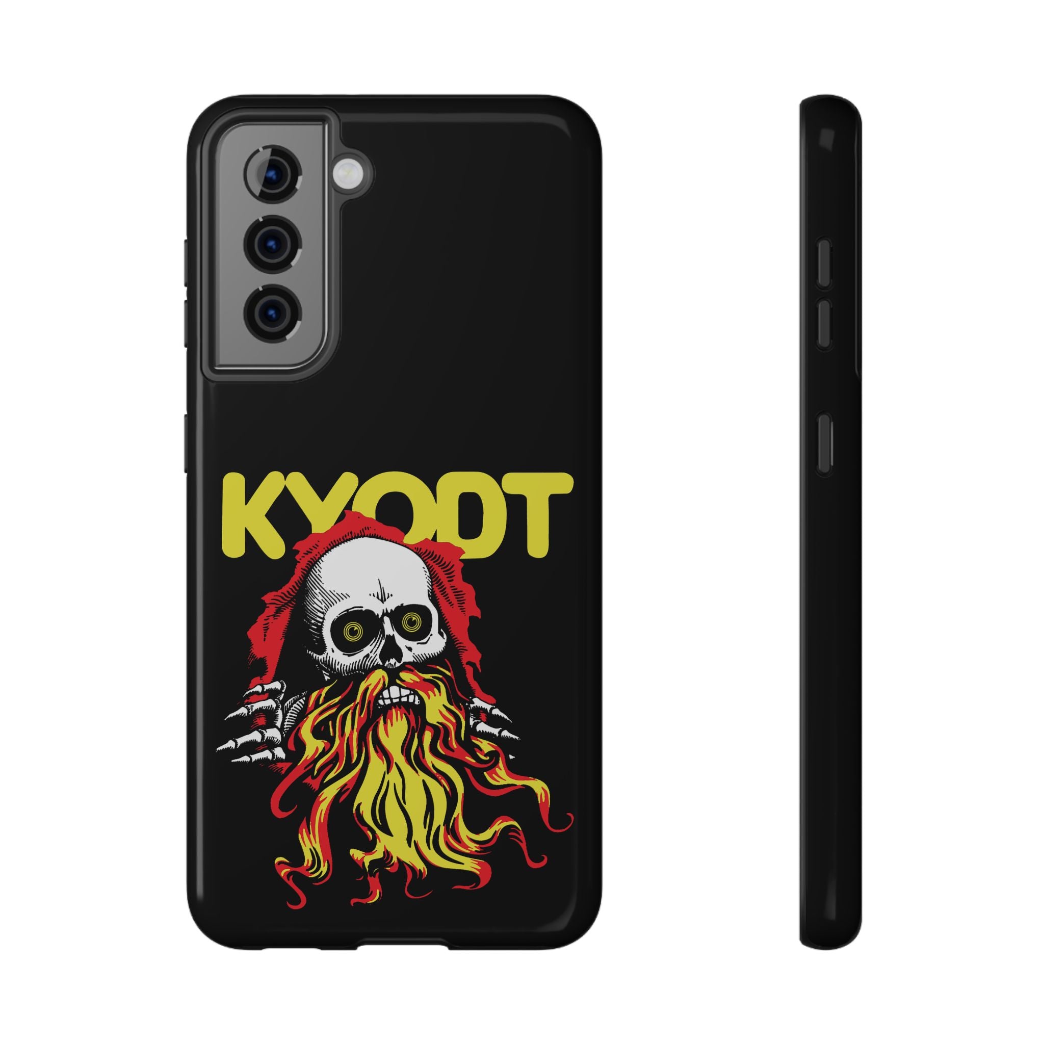Impact-Resistant Phone Case — 'KYØDT' Flaming Skull Graphic