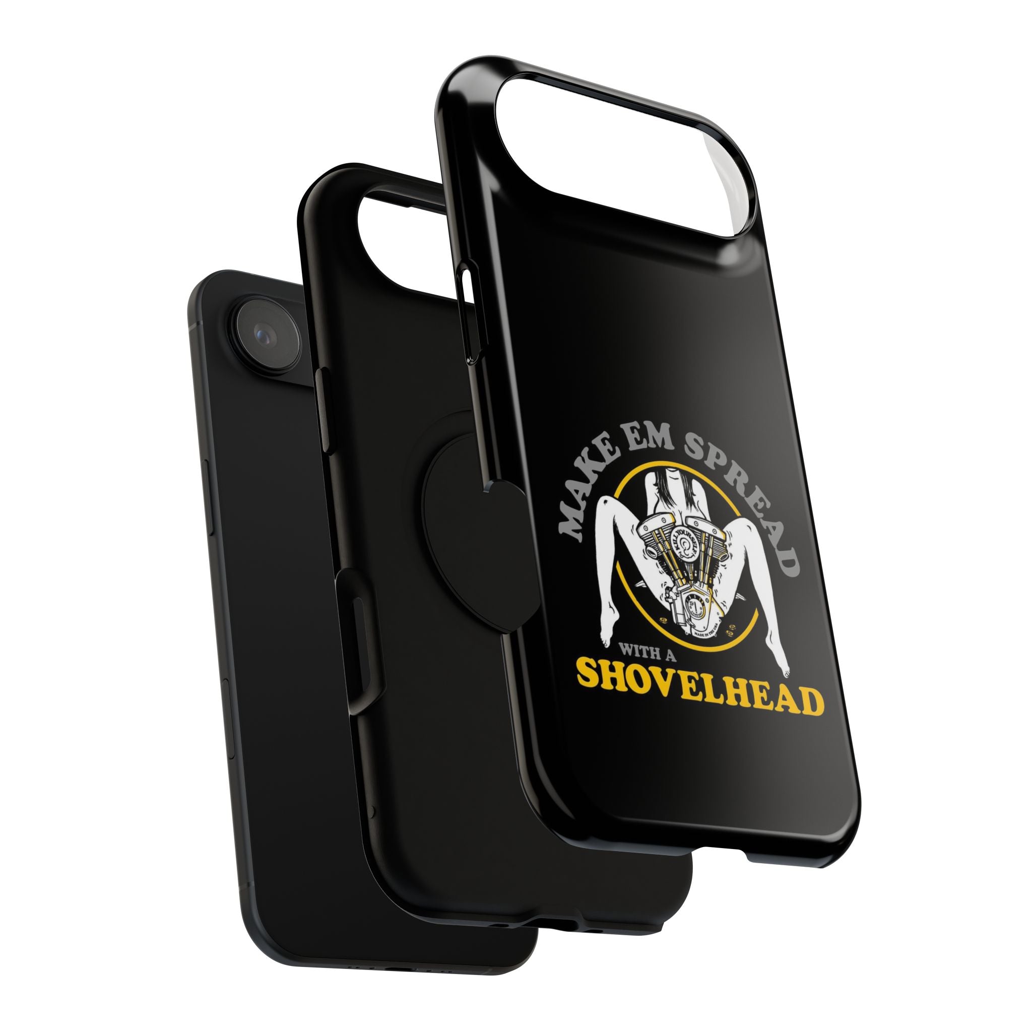 "Make 'Em Spread with a Shovelhead" phone case