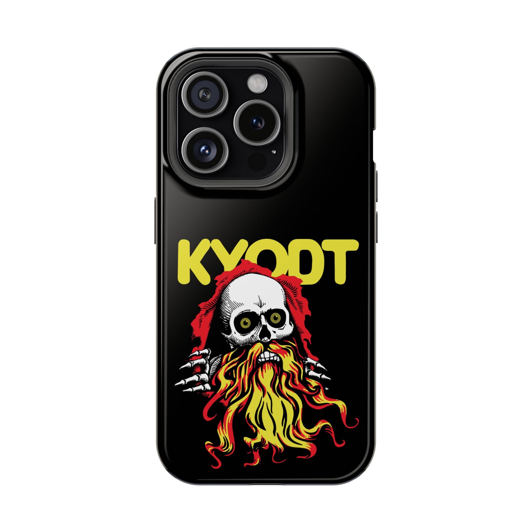 Impact-Resistant Phone Case — 'KYØDT' Flaming Skull Graphic