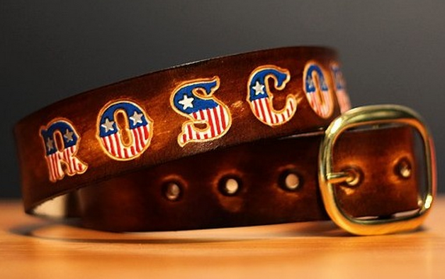Custom Leather Belt with American Flag Letters