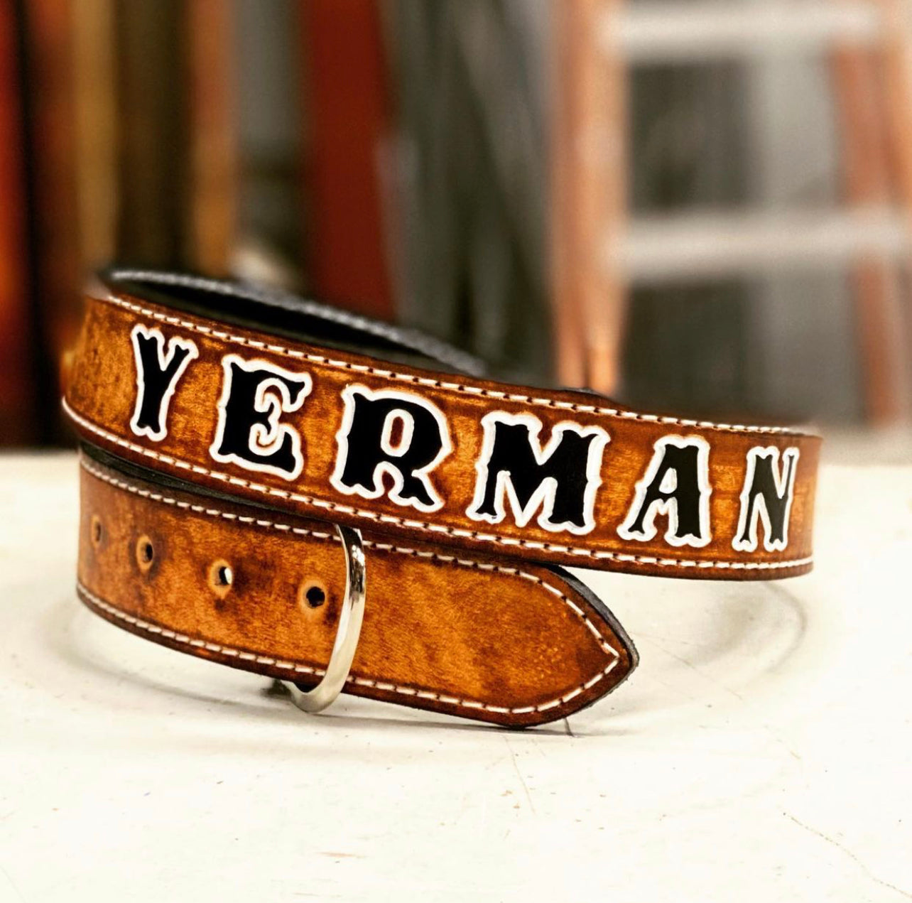 Custom Leather Stitched Belt