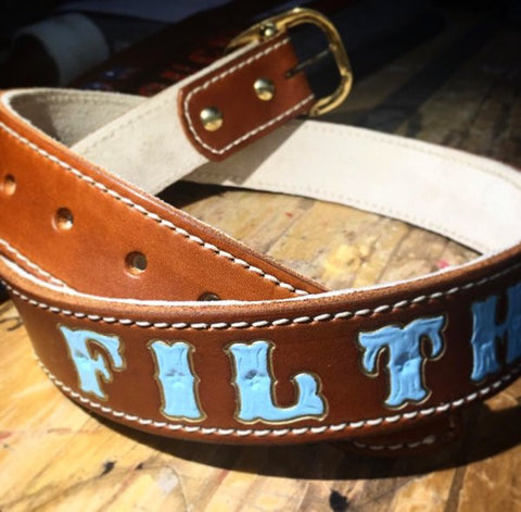 Custom Leather Stitched Belt w/ Suede Back