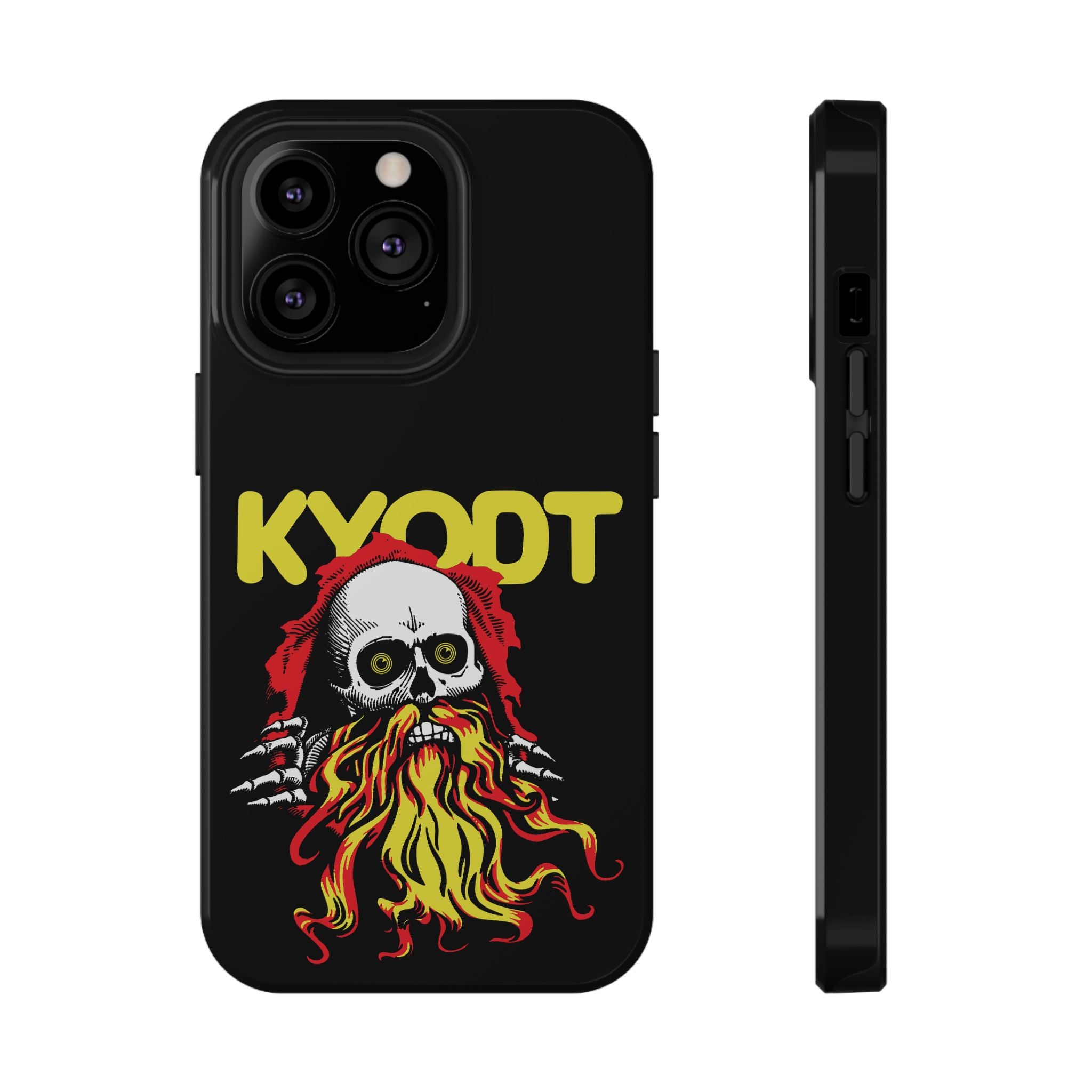 Impact-Resistant Phone Case — 'KYØDT' Flaming Skull Graphic