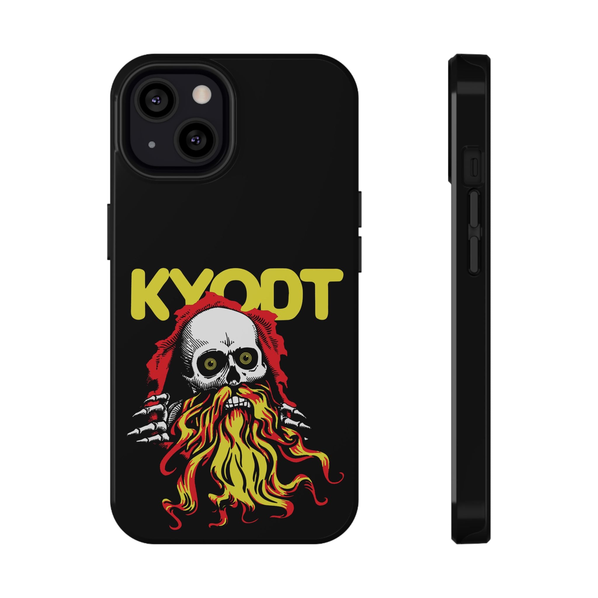Impact-Resistant Phone Case — 'KYØDT' Flaming Skull Graphic