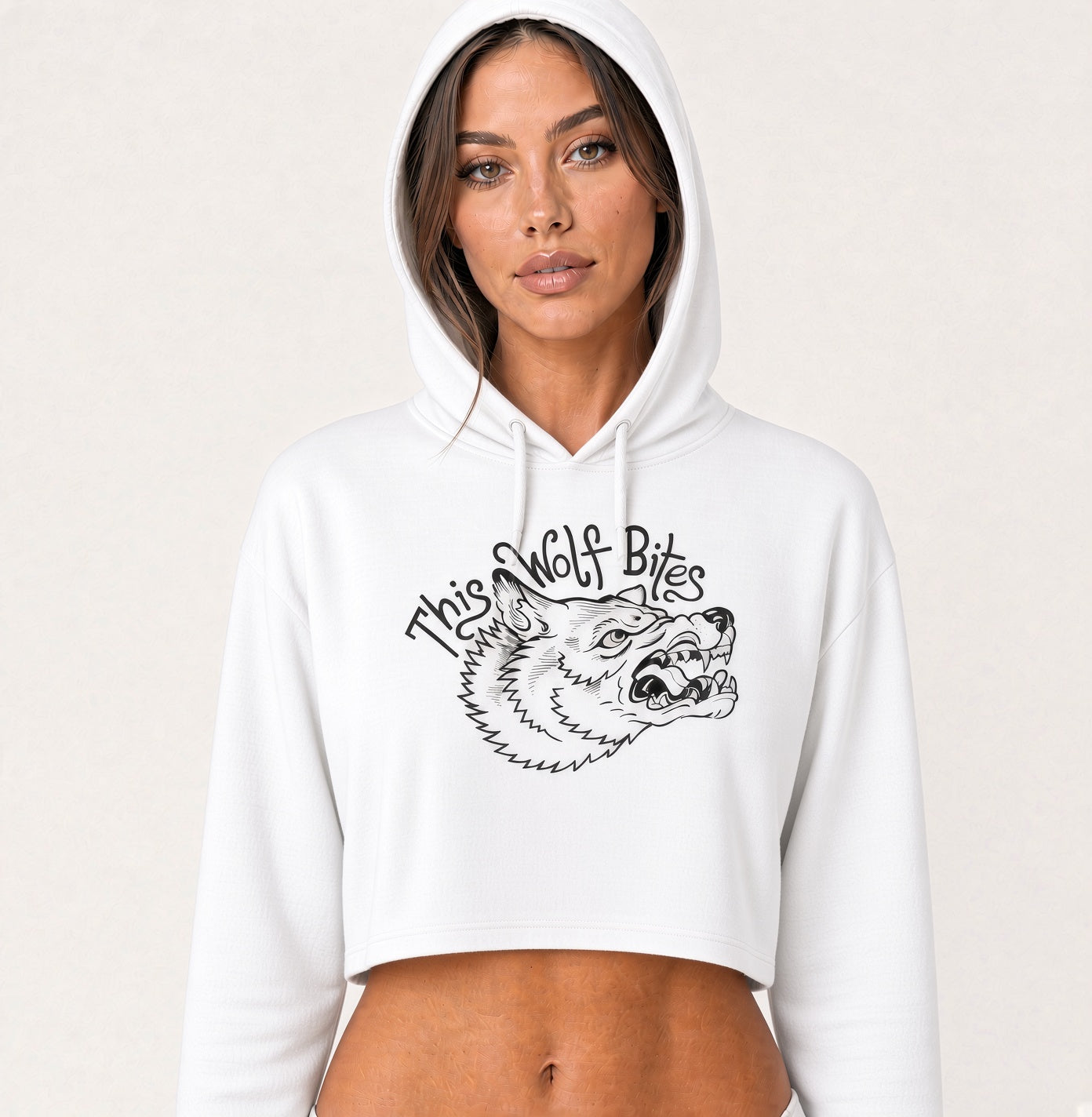 THIS WOLF BITES WOMENS CROPPED HOODIE