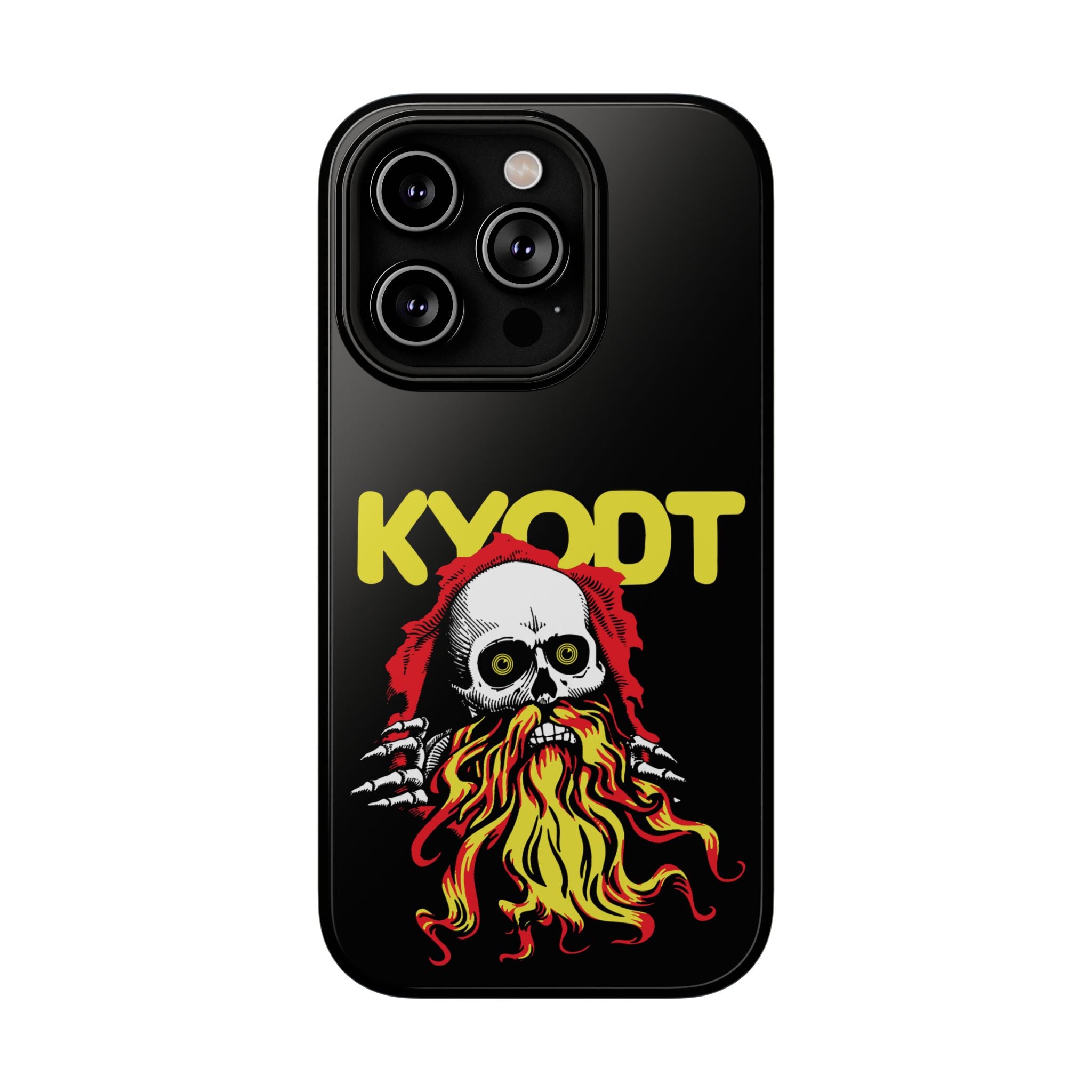 Impact-Resistant Phone Case — 'KYØDT' Flaming Skull Graphic