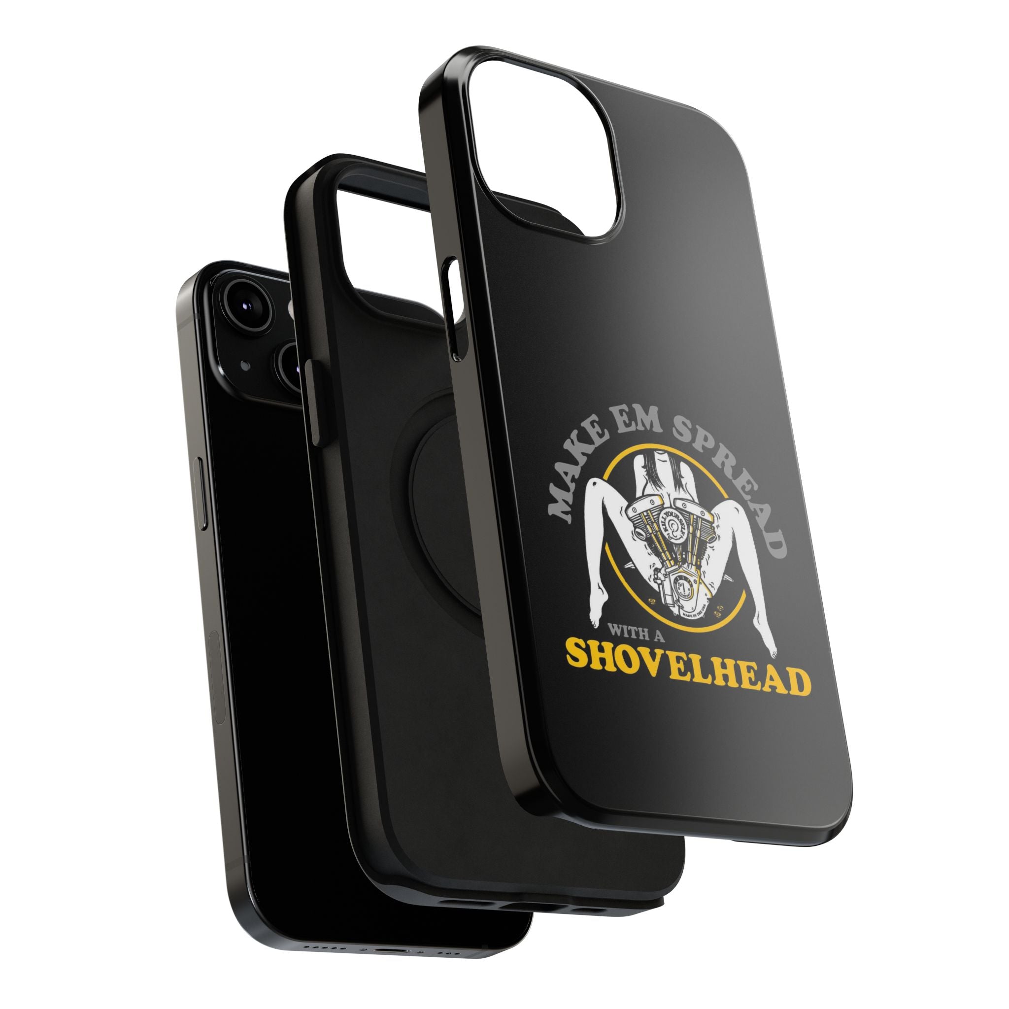 "Make 'Em Spread with a Shovelhead" phone case