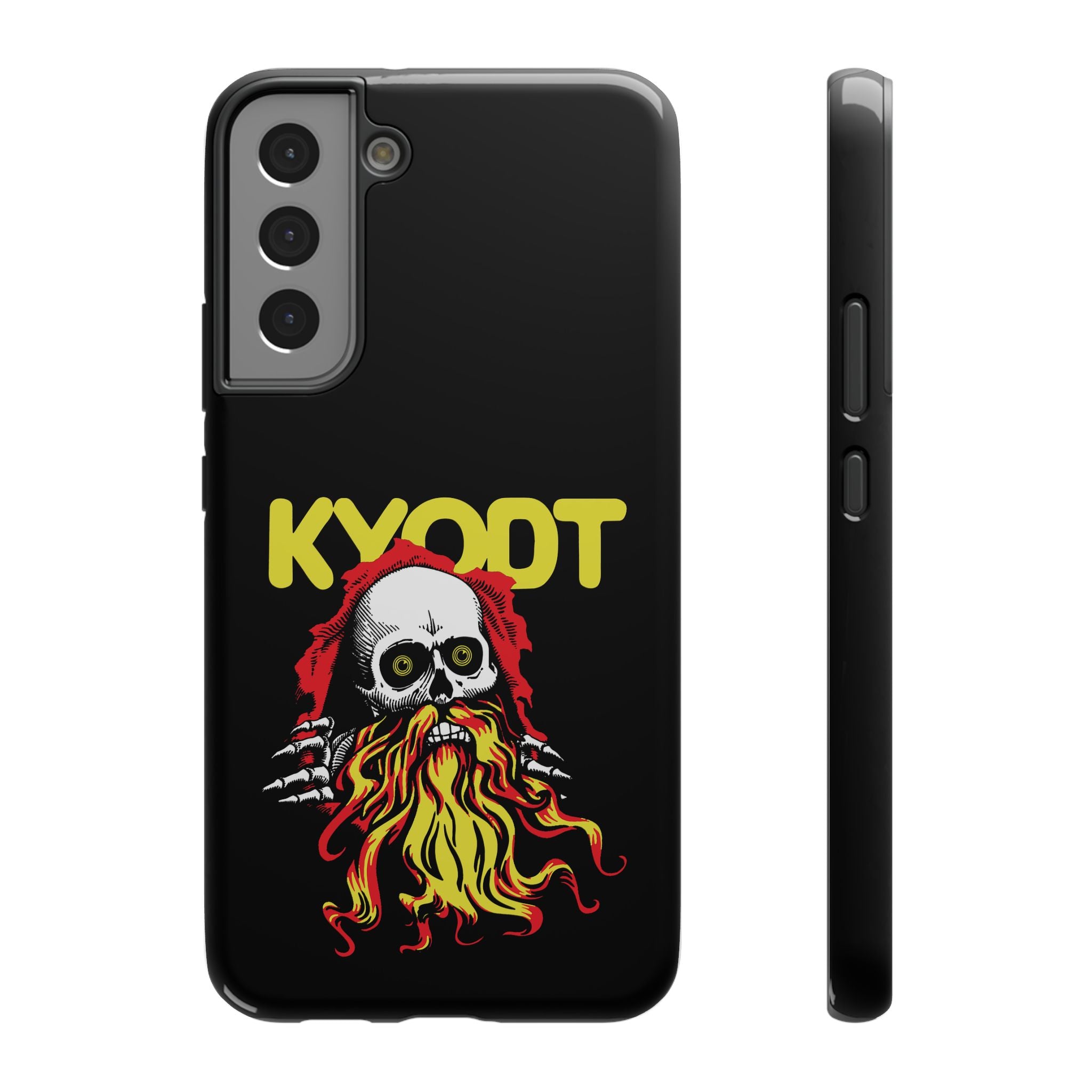 Impact-Resistant Phone Case — 'KYØDT' Flaming Skull Graphic