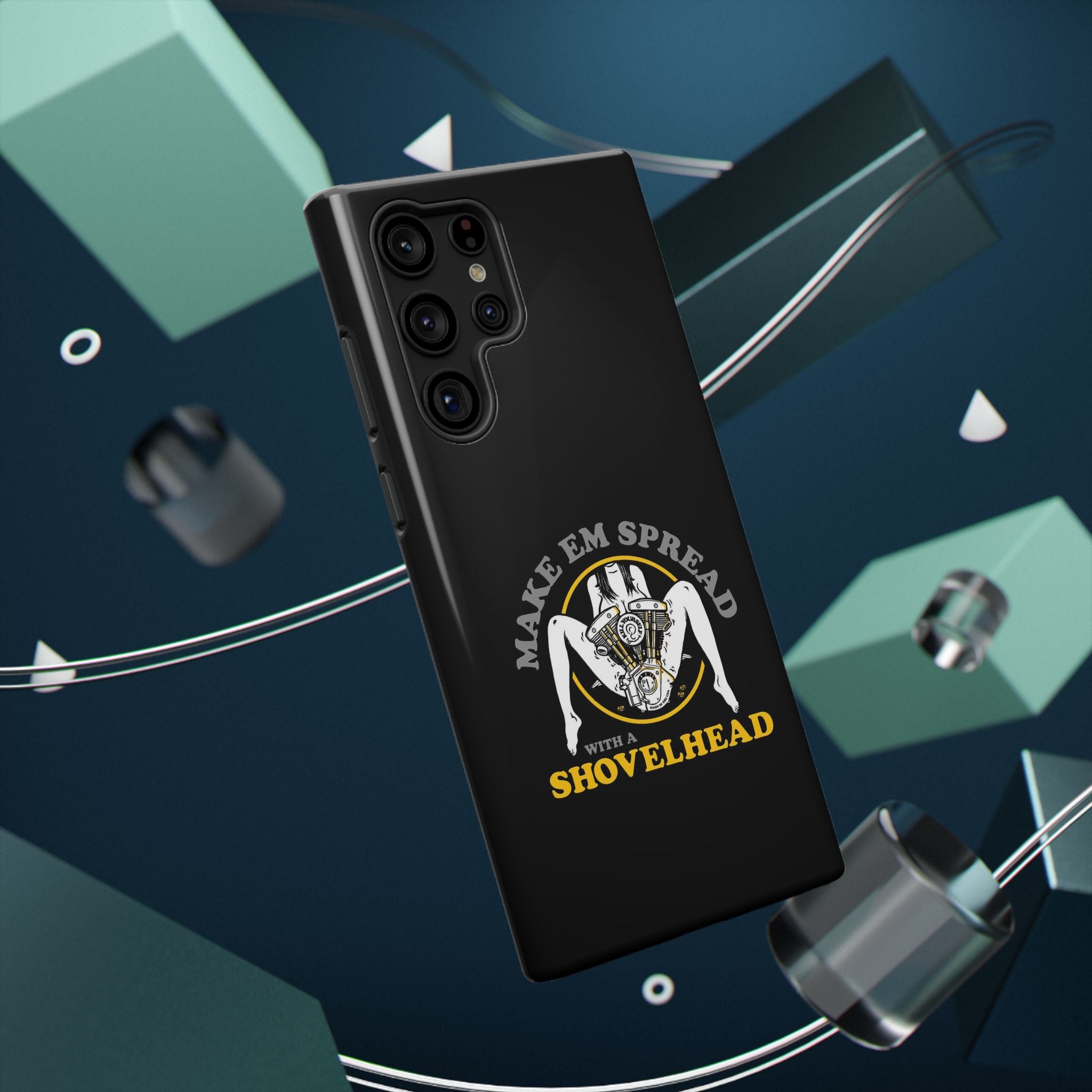 "Make 'Em Spread with a Shovelhead" phone case
