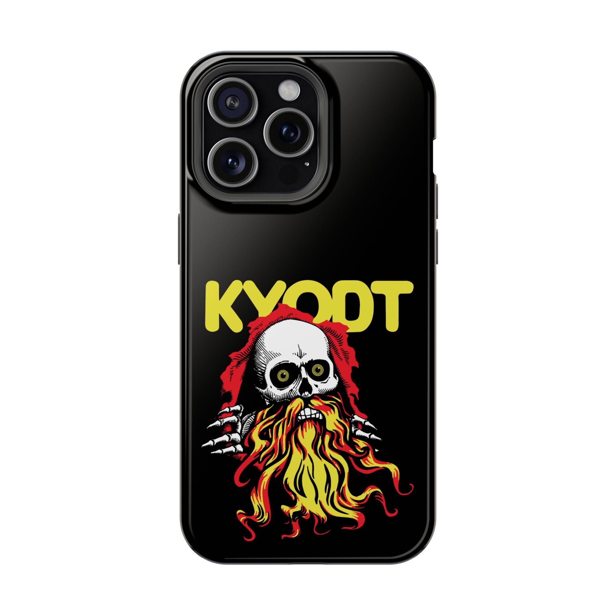 Impact-Resistant Phone Case — 'KYØDT' Flaming Skull Graphic