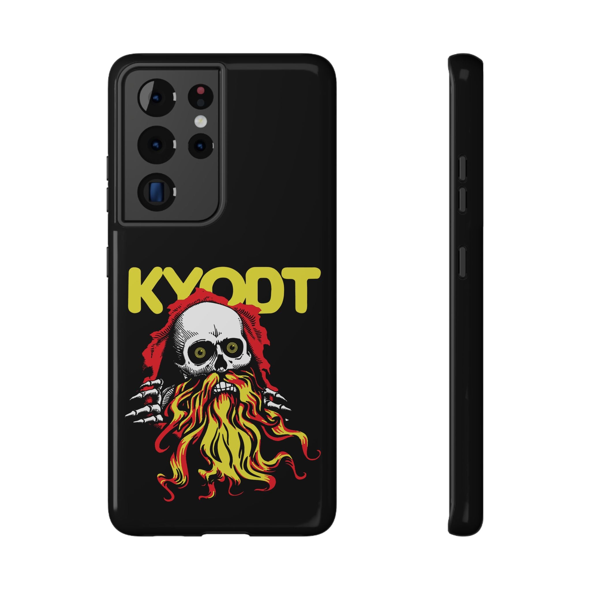 Impact-Resistant Phone Case — 'KYØDT' Flaming Skull Graphic