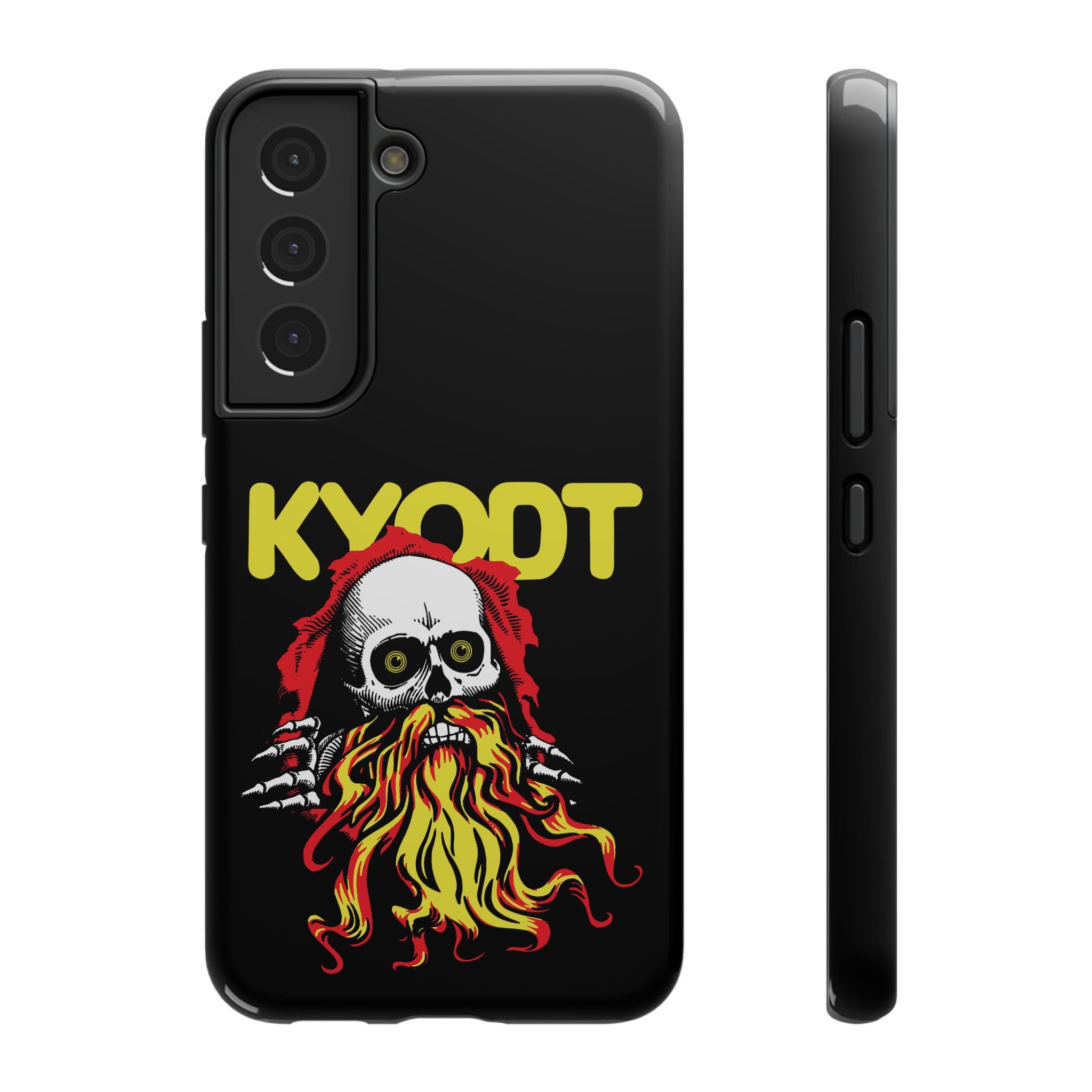 Impact-Resistant Phone Case — 'KYØDT' Flaming Skull Graphic