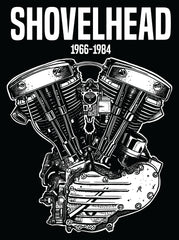 Shovelhead Engine Long Sleeve Tee — "Shovelhead" Motorcycle V-Twin Graphic