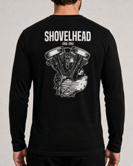 Shovelhead Engine Long Sleeve Tee — "Shovelhead" Motorcycle V-Twin Graphic