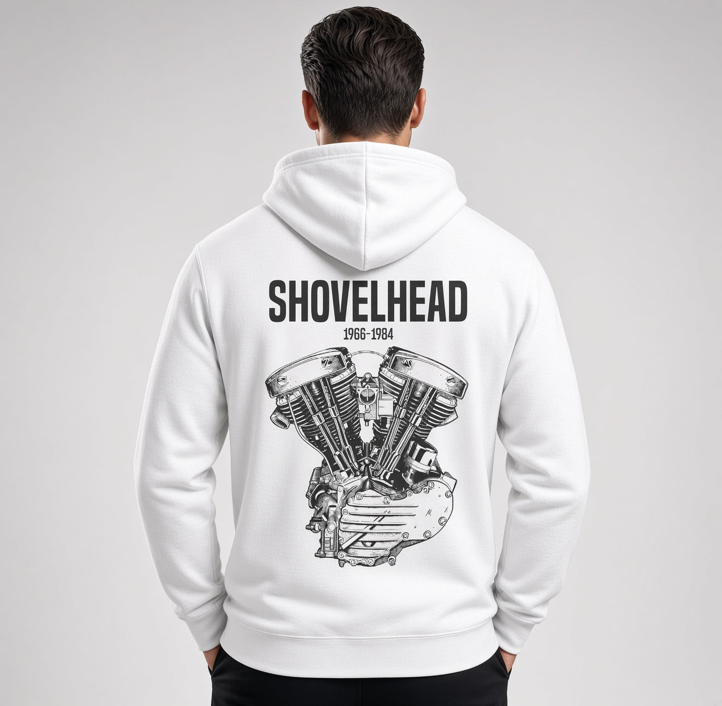 SHOVELHEAD Engine  white Hoodie Pullover