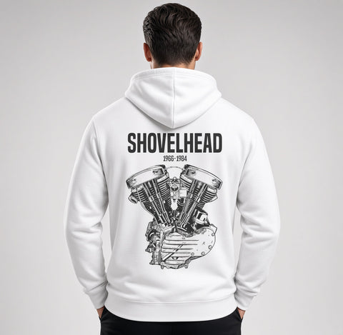 SHOVELHEAD Engine  white Hoodie Pullover