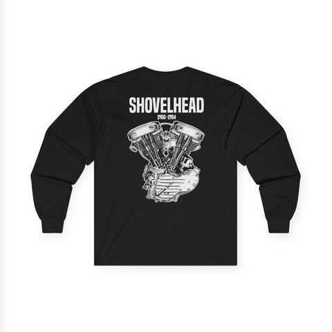 Shovelhead Engine Long Sleeve Tee — "Shovelhead" Motorcycle V-Twin Graphic
