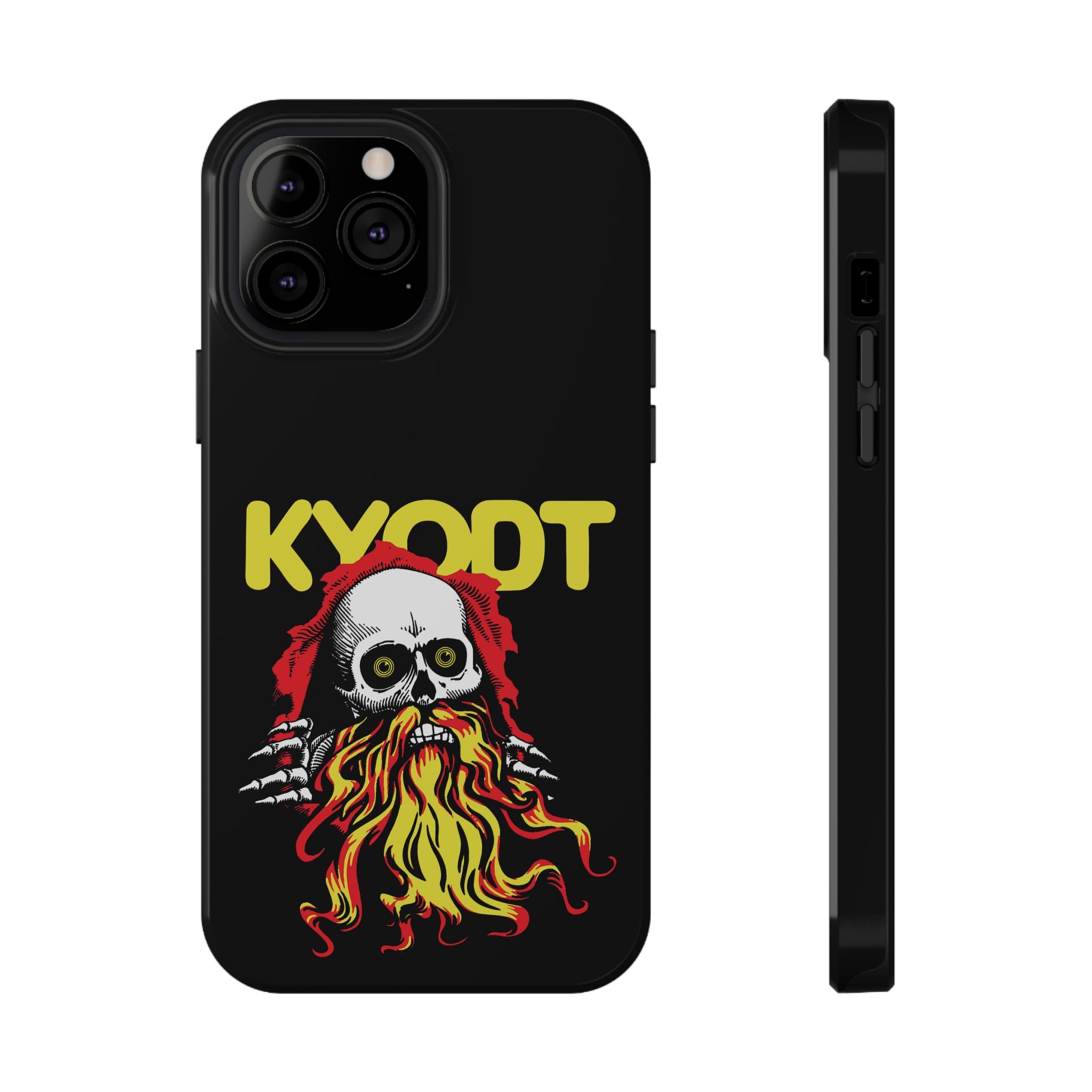 Impact-Resistant Phone Case — 'KYØDT' Flaming Skull Graphic