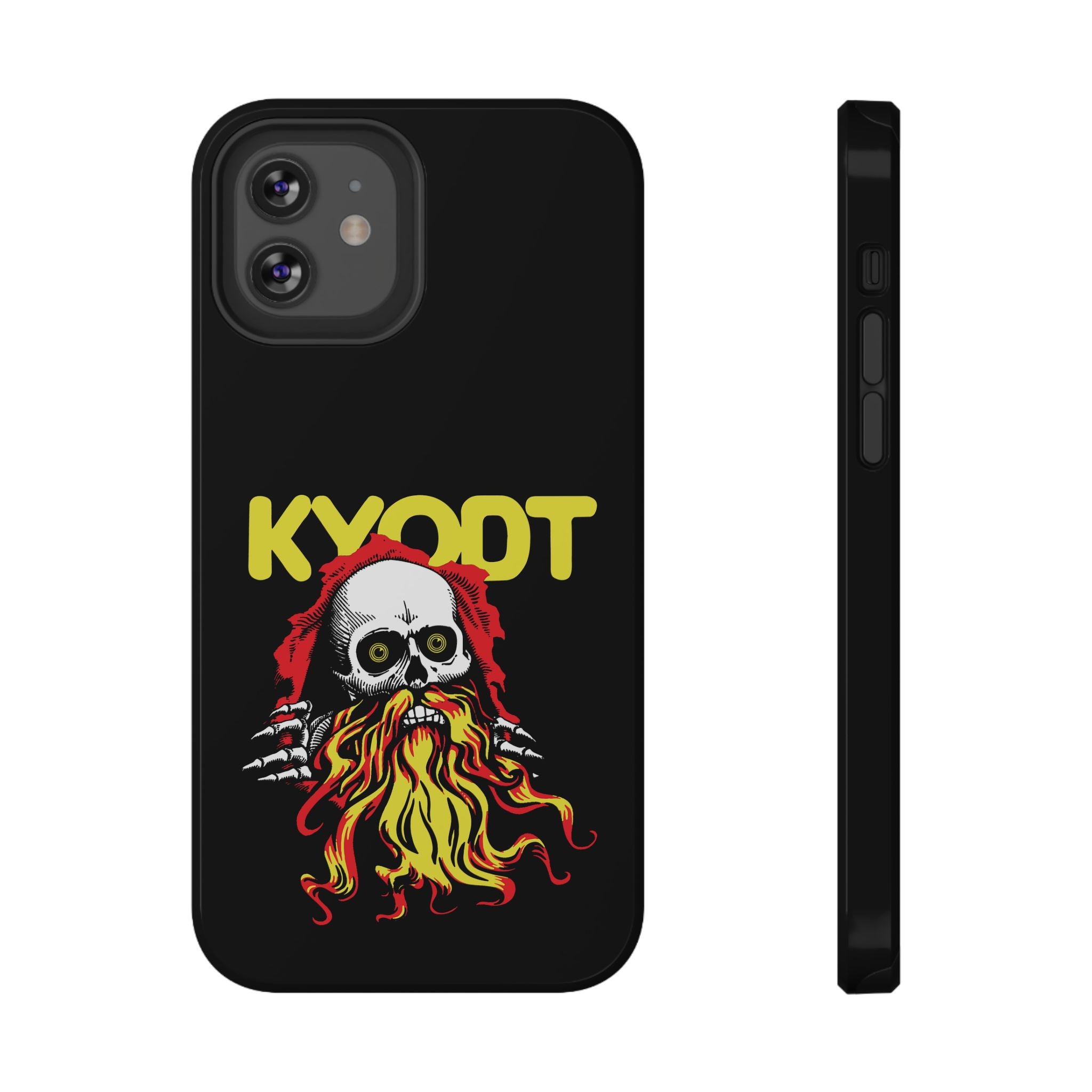 Impact-Resistant Phone Case — 'KYØDT' Flaming Skull Graphic