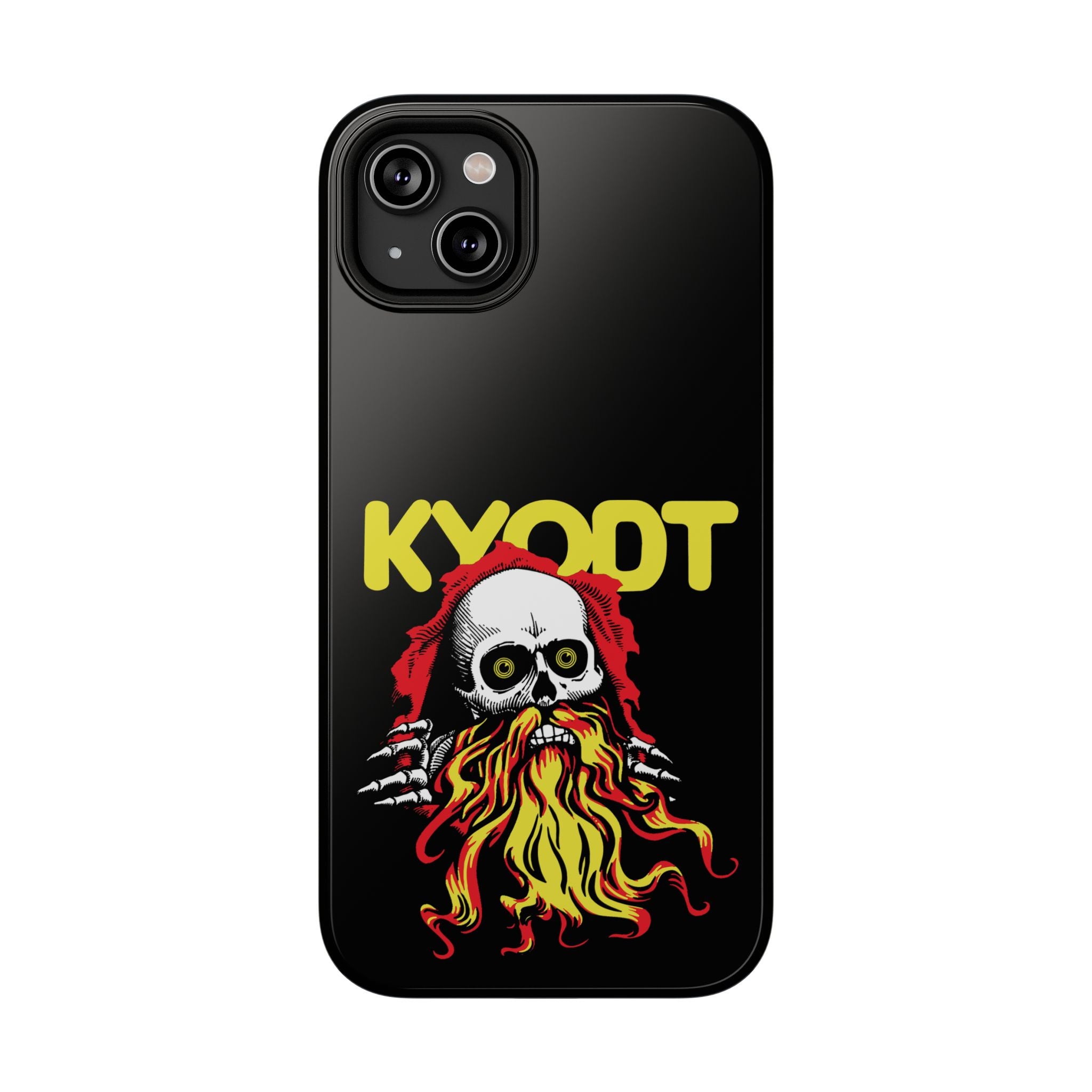 Impact-Resistant Phone Case — 'KYØDT' Flaming Skull Graphic