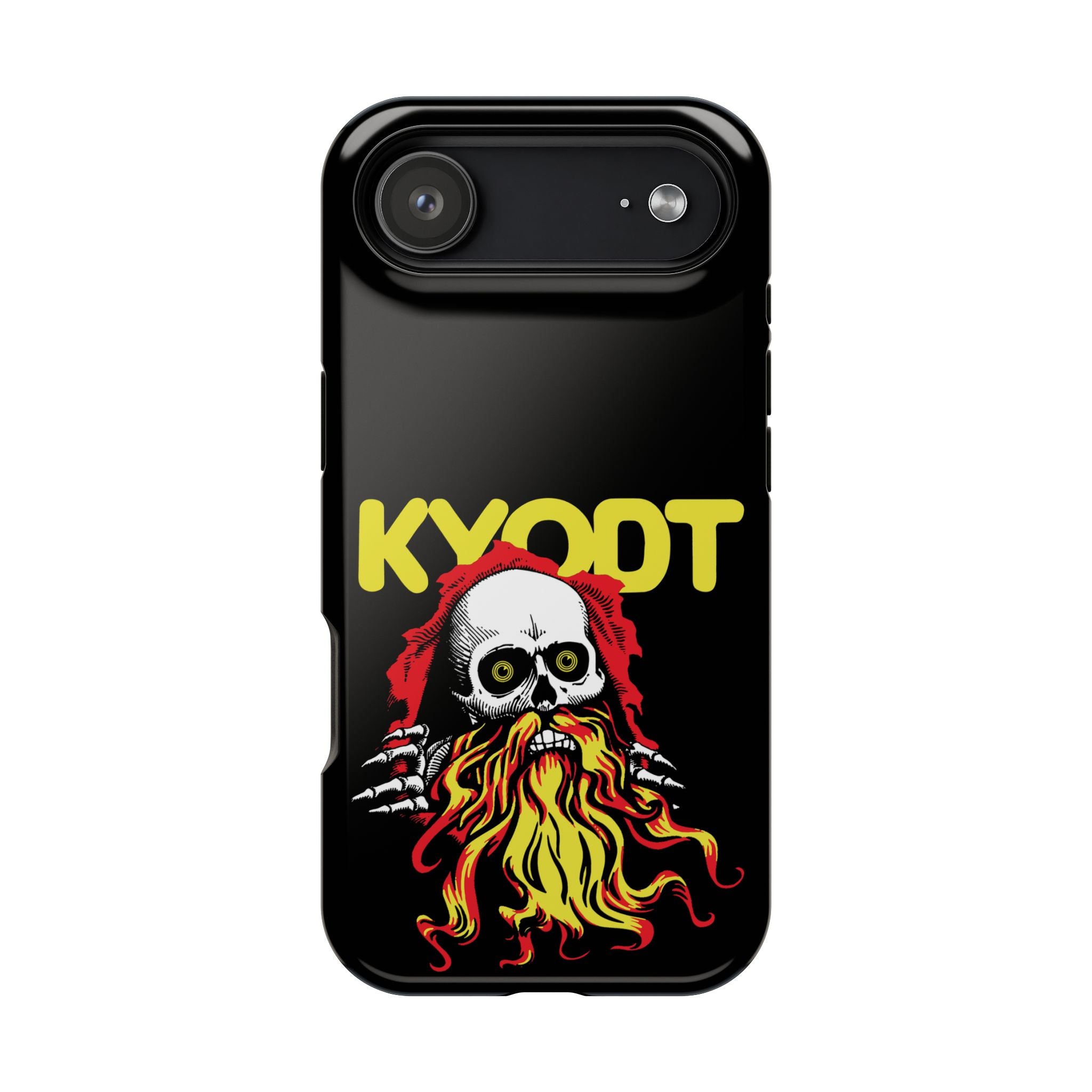 Impact-Resistant Phone Case — 'KYØDT' Flaming Skull Graphic