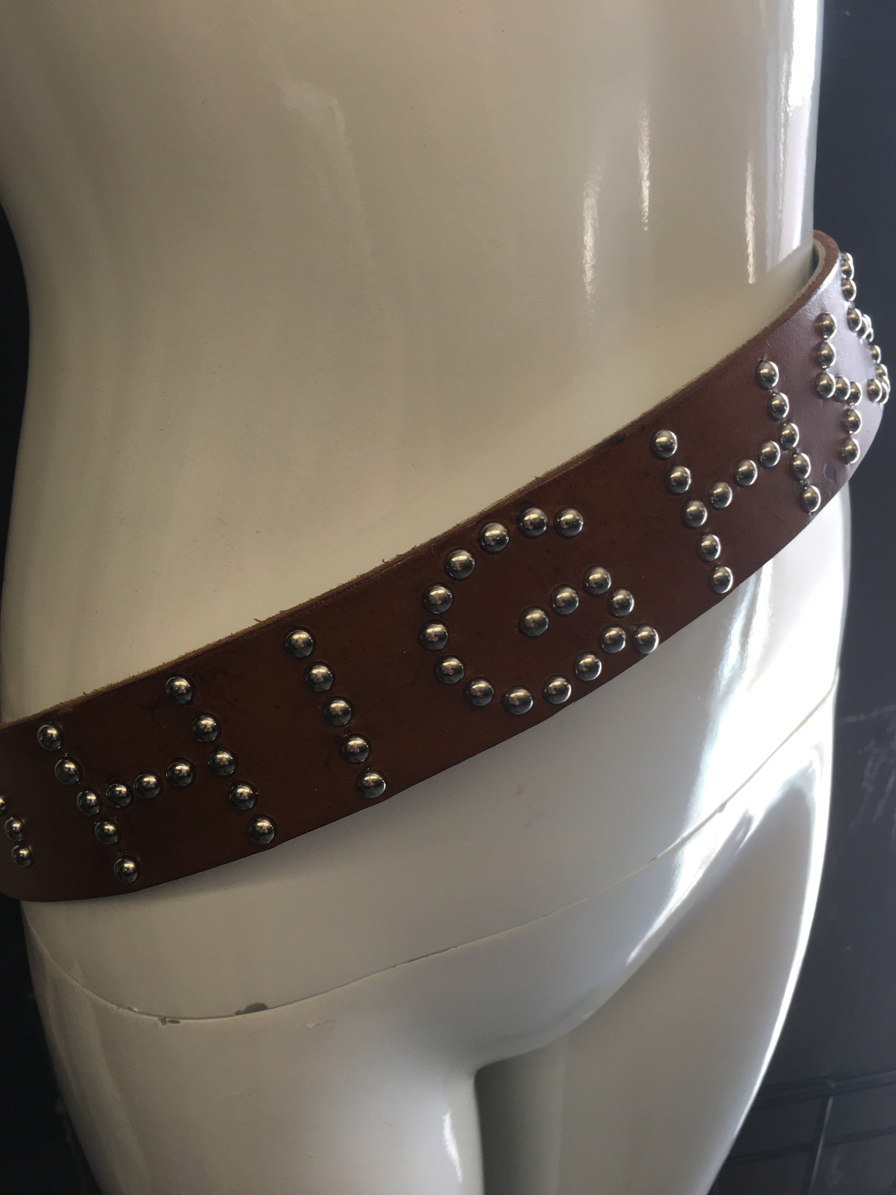 Custom Leather Studded Letter Belt