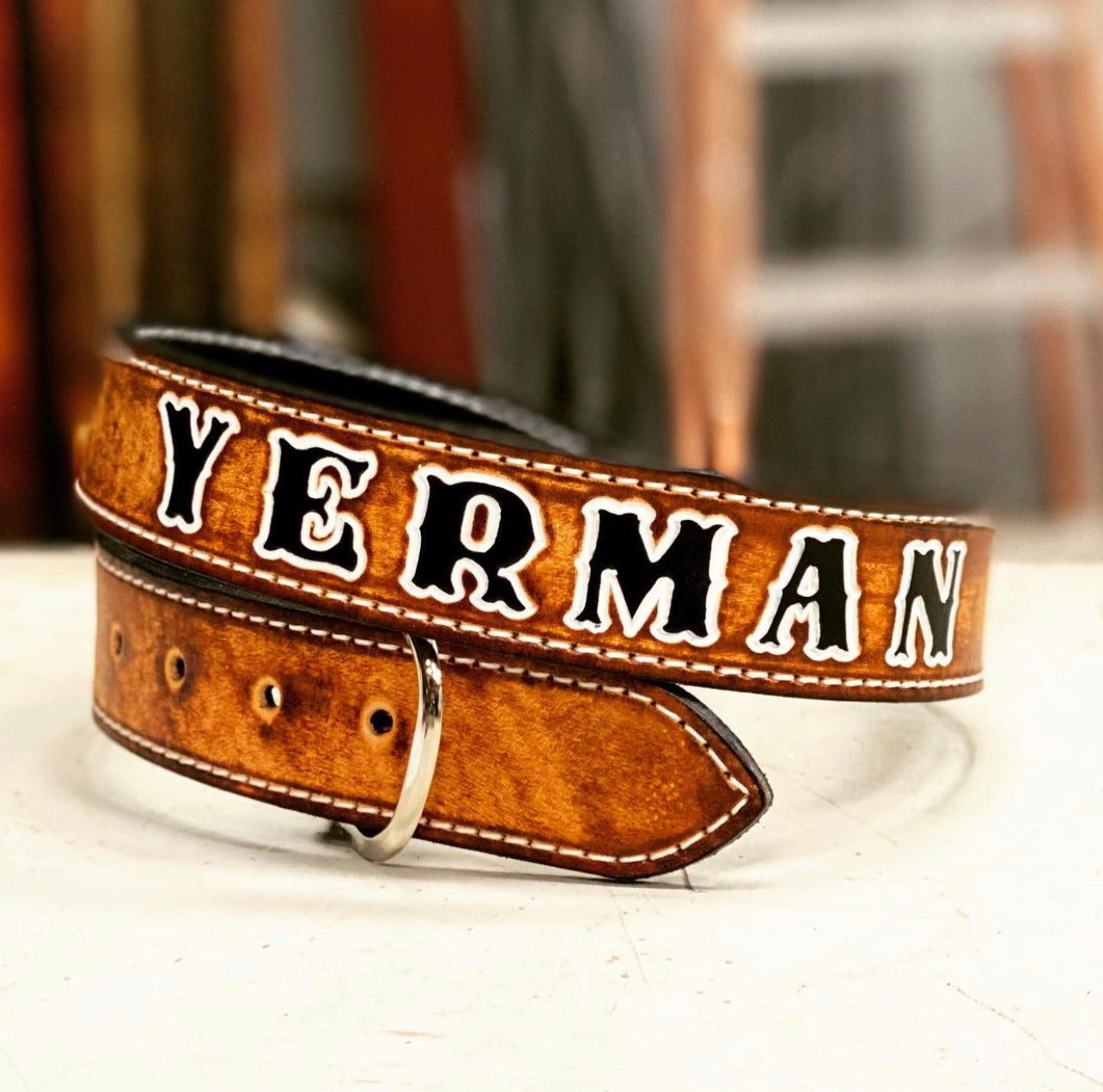 Custom Leather Stitched Belt